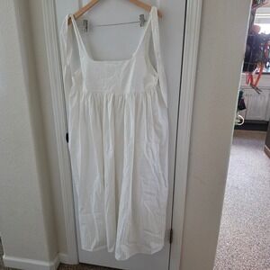 Nap Loungewear White Cotton Tie Shoulder Midi Dress 21R1DR001 Womens Large